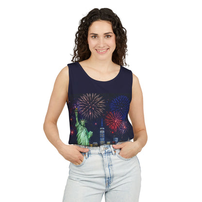 Liberty Fireworks Tank Top — Statue of Liberty & NYC Skyline 4th of July Shirt