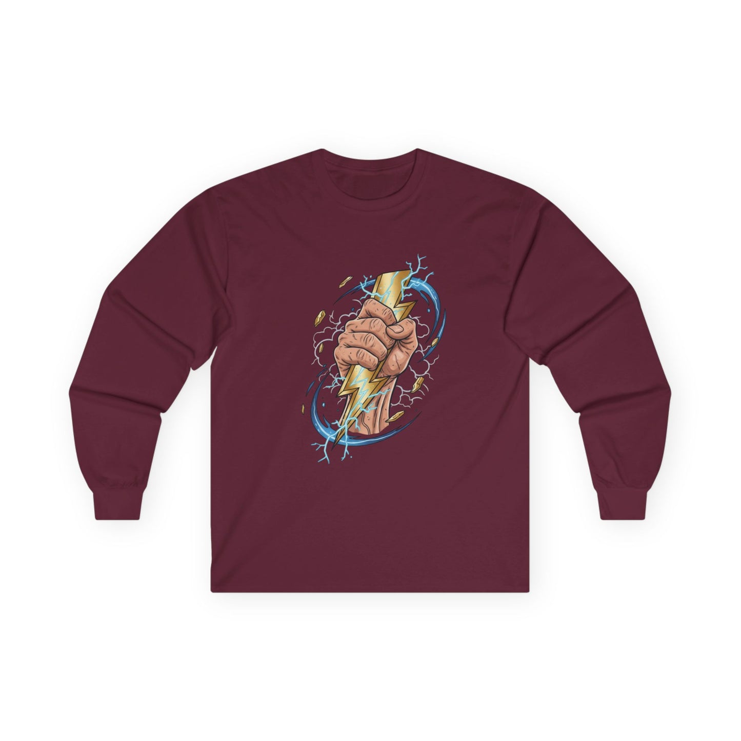 Fist & Lightning Bolt Long Sleeve Tee — Power Graphic Shirt