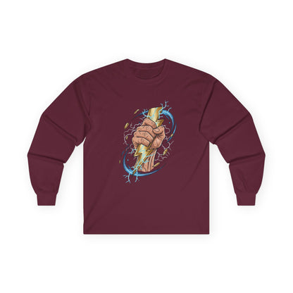 Fist & Lightning Bolt Long Sleeve Tee — Power Graphic Shirt