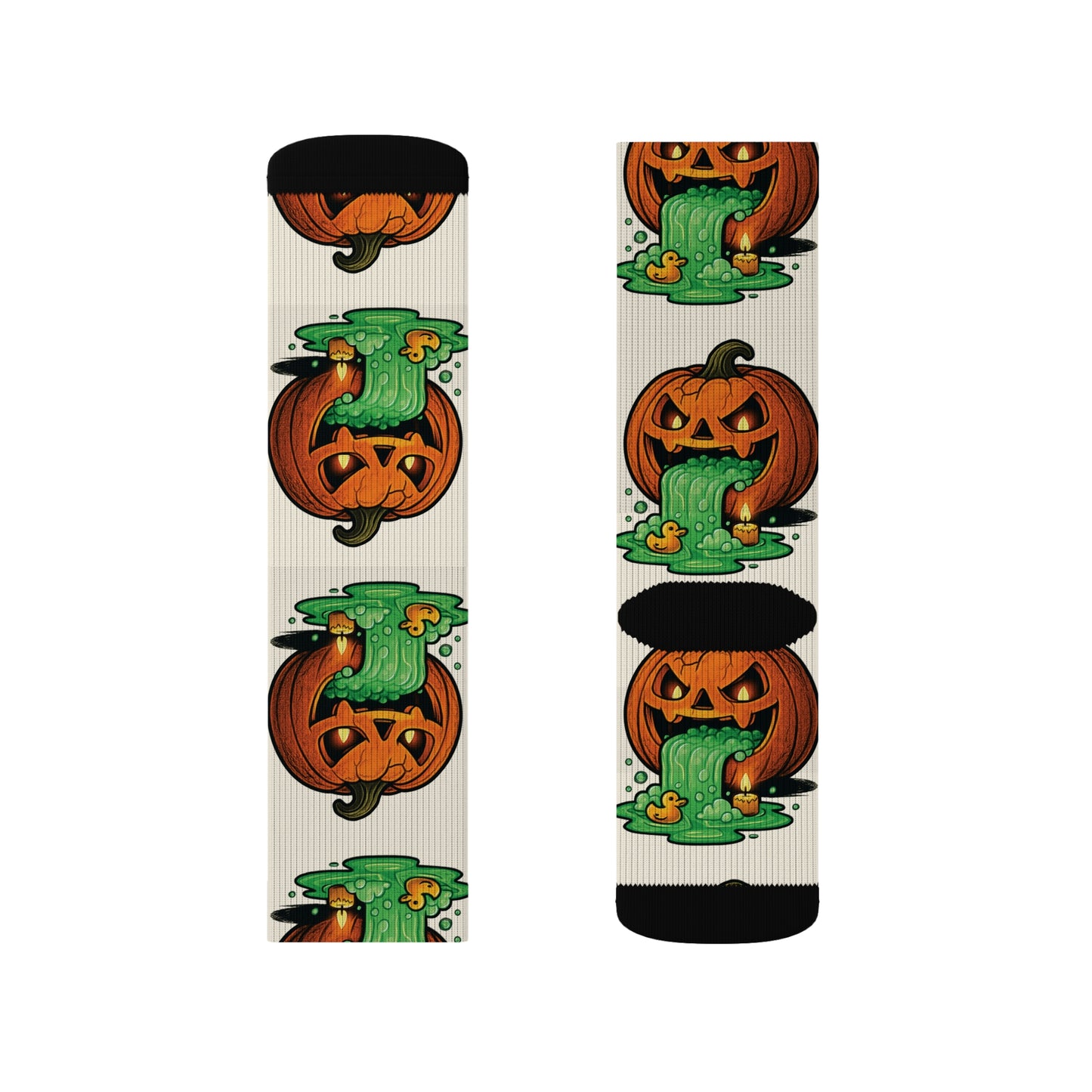 Halloween Sublimation Socks, Fun Holiday Socks, Pumpkin and Monster Design, Cozy Fall Accessories, Unique Gift for October