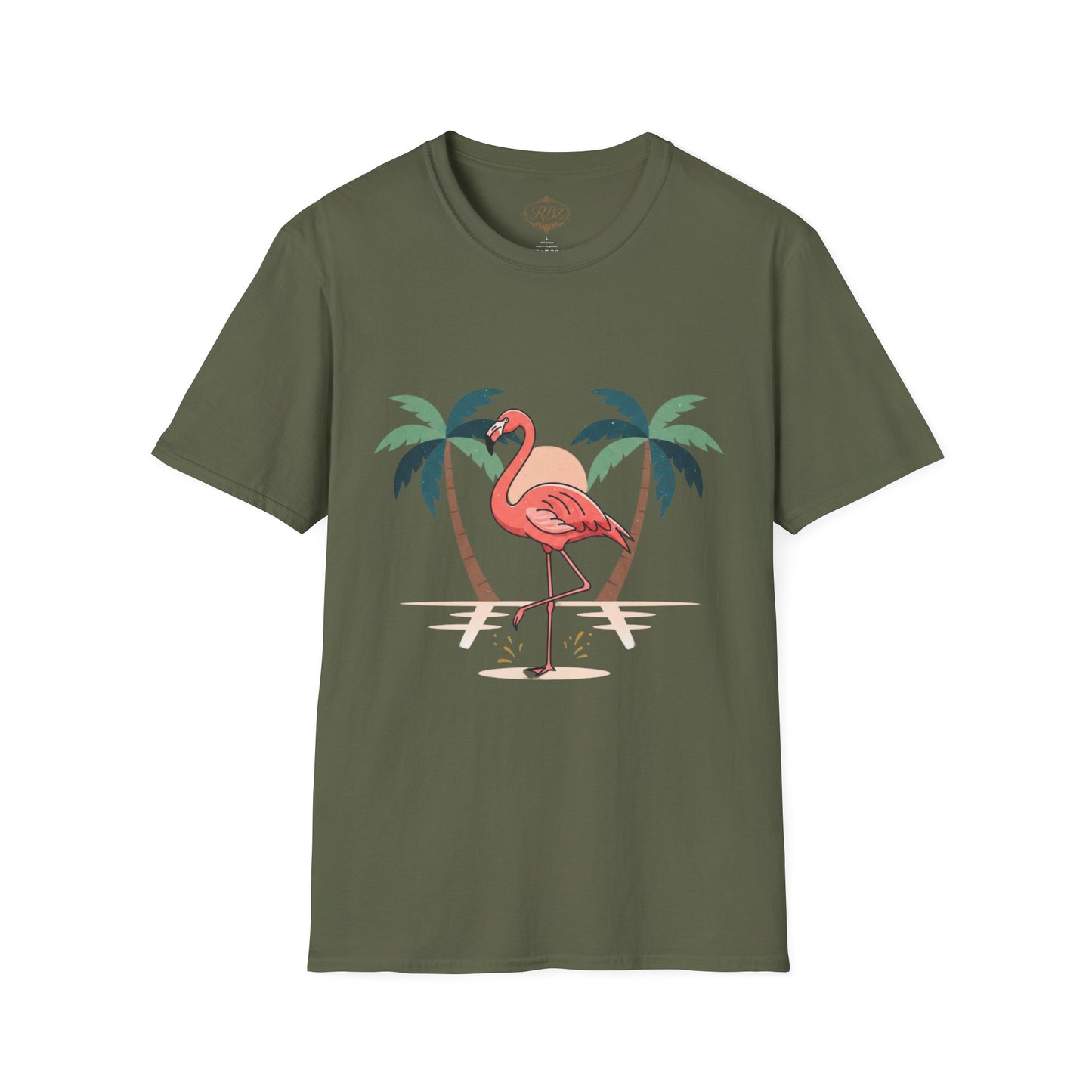 Flamingo Beach T-Shirt — Tropical Palm Island Graphic Tee