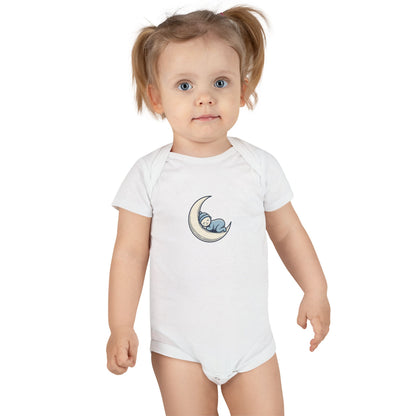 Baby Onesie - 'Little Dreamer' Moon & Sleeping Baby Short Sleeve Bodysuit