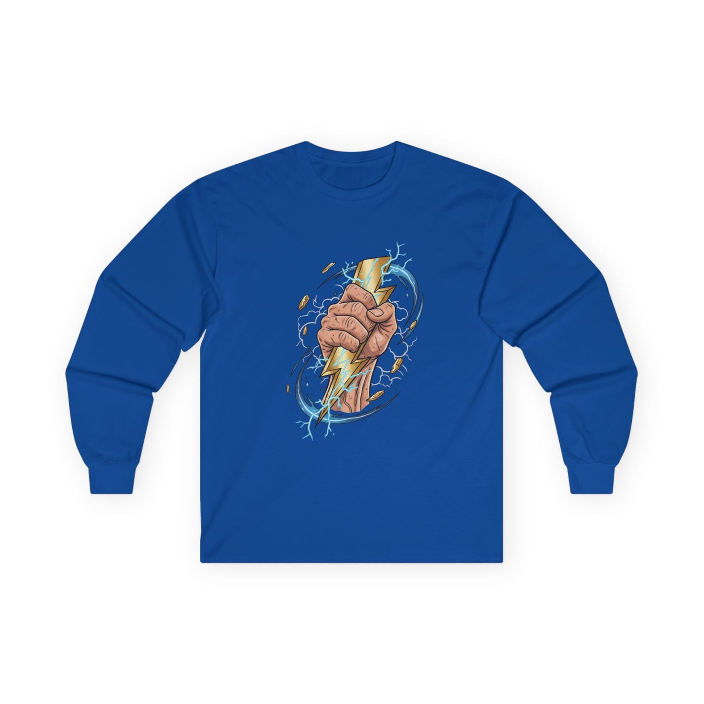 Fist & Lightning Bolt Long Sleeve Tee — Power Graphic Shirt