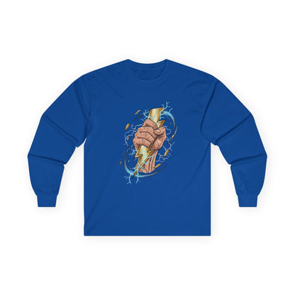 Fist & Lightning Bolt Long Sleeve Tee — Power Graphic Shirt