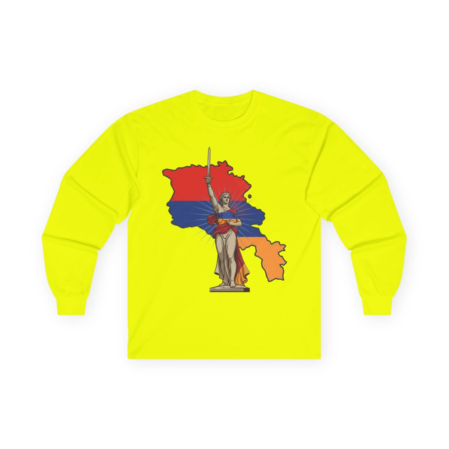 Armenia Map Long Sleeve Tee — Mother Armenia Statue Graphic