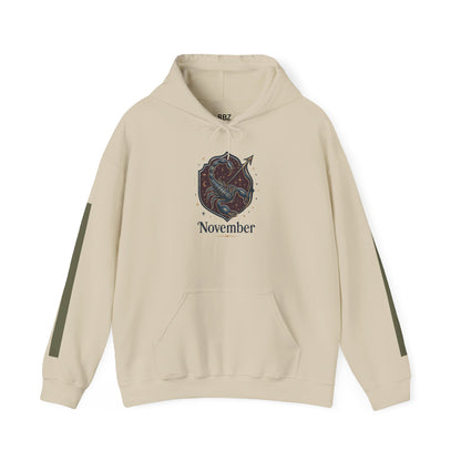 Cosmic November Hoodie - Unisex Heavy Blend Sweatshirt, Perfect for Fall, Warm Layer, Gift for Him or Her, Astrology Lovers