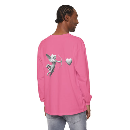 Cupid Cherub Long Sleeve Tee — Vintage Cupid Heart Graphic