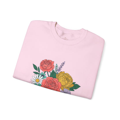 Floral Bouquet Crewneck Sweatshirt — Rose & Daisy Garden Graphic