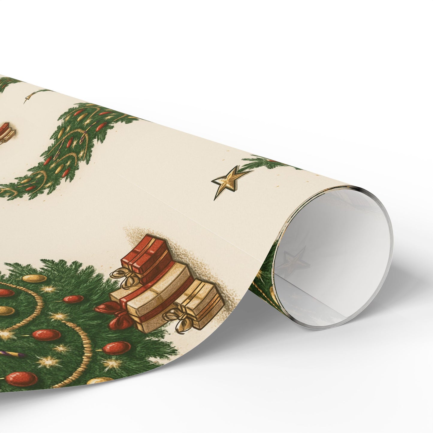 Christmas Tree Wrapping Paper – Vintage Green Tree Pattern Holiday Gift Wrap