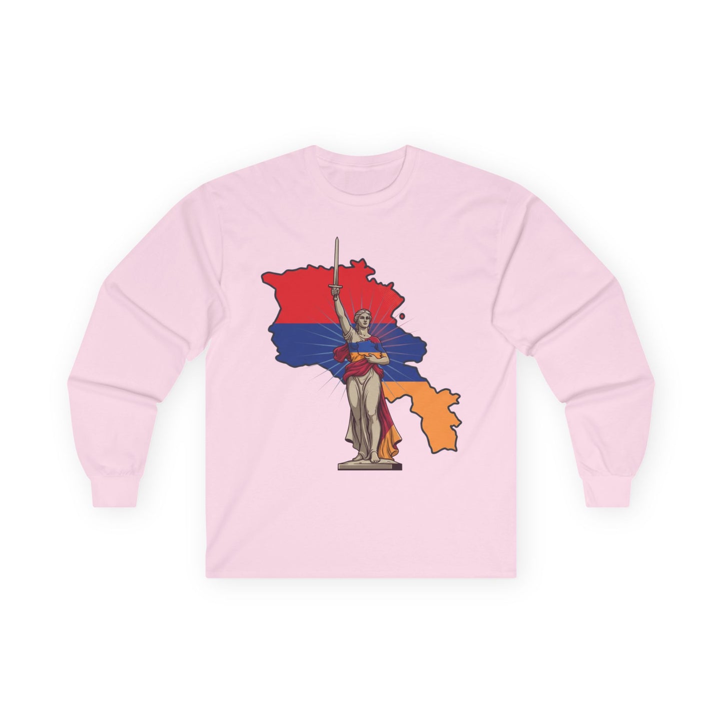 Armenia Map Long Sleeve Tee — Mother Armenia Statue Graphic