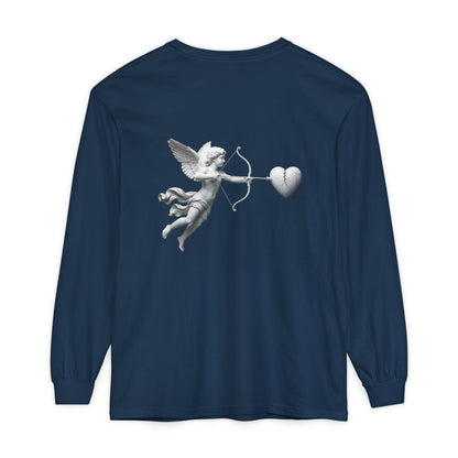 Cupid Cherub Long Sleeve Tee — Vintage Cupid Heart Graphic
