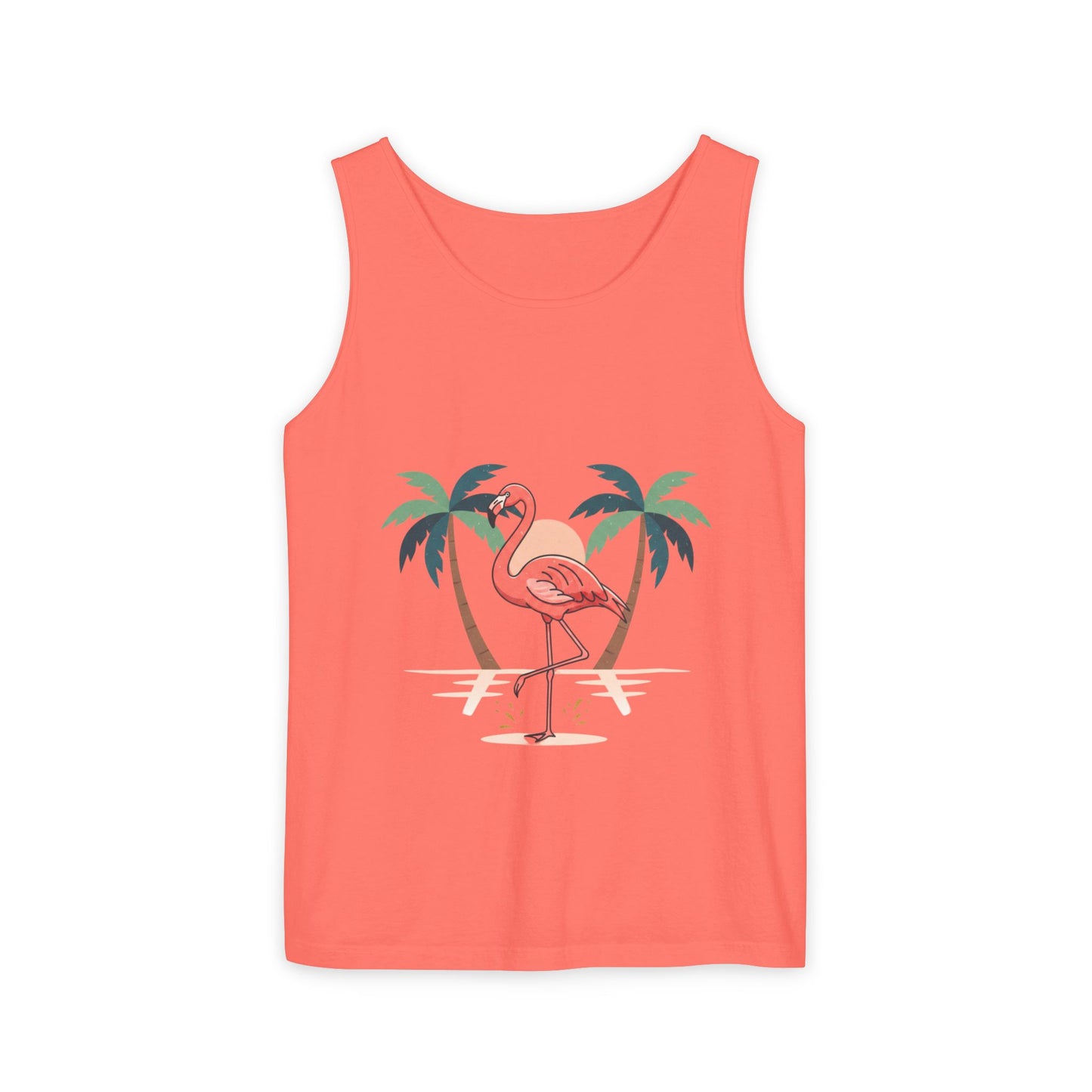 Flamingo Beach Tank Top — Tropical Palm Vacation Graphic Tank