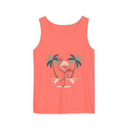 Flamingo Beach Tank Top — Tropical Palm Vacation Graphic Tank