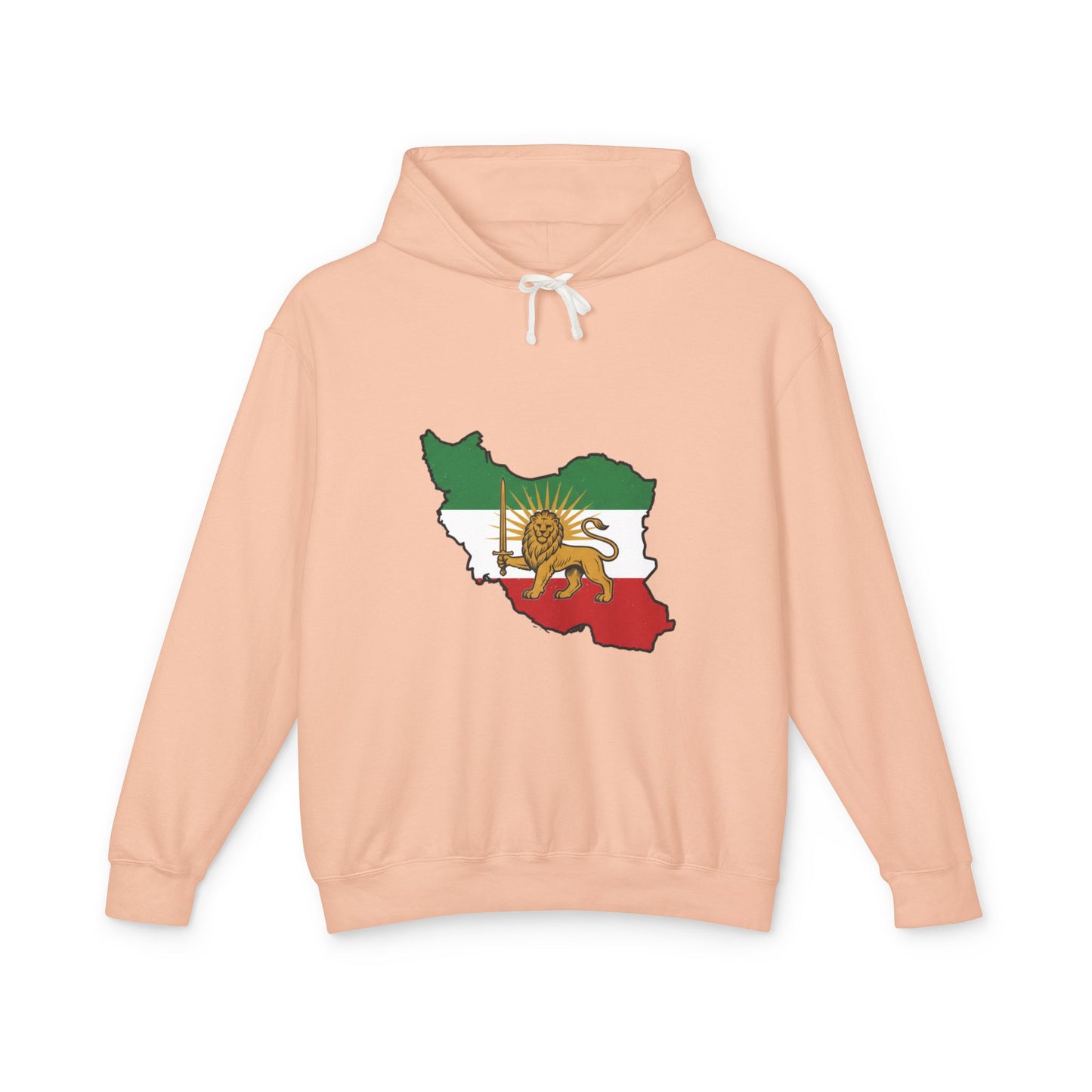 Iran Map Hoodie with Lion and Sun Flag — Persian Heritage Sweatshirt