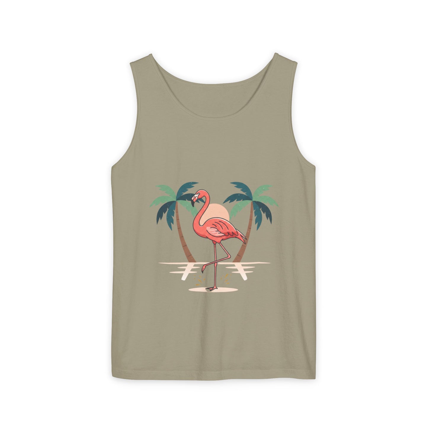 Flamingo Beach Tank Top — Tropical Palm Vacation Graphic Tank