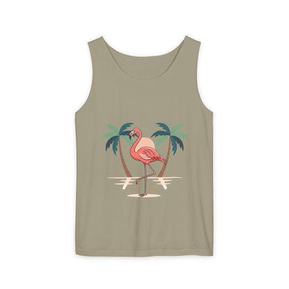 Flamingo Beach Tank Top — Tropical Palm Vacation Graphic Tank