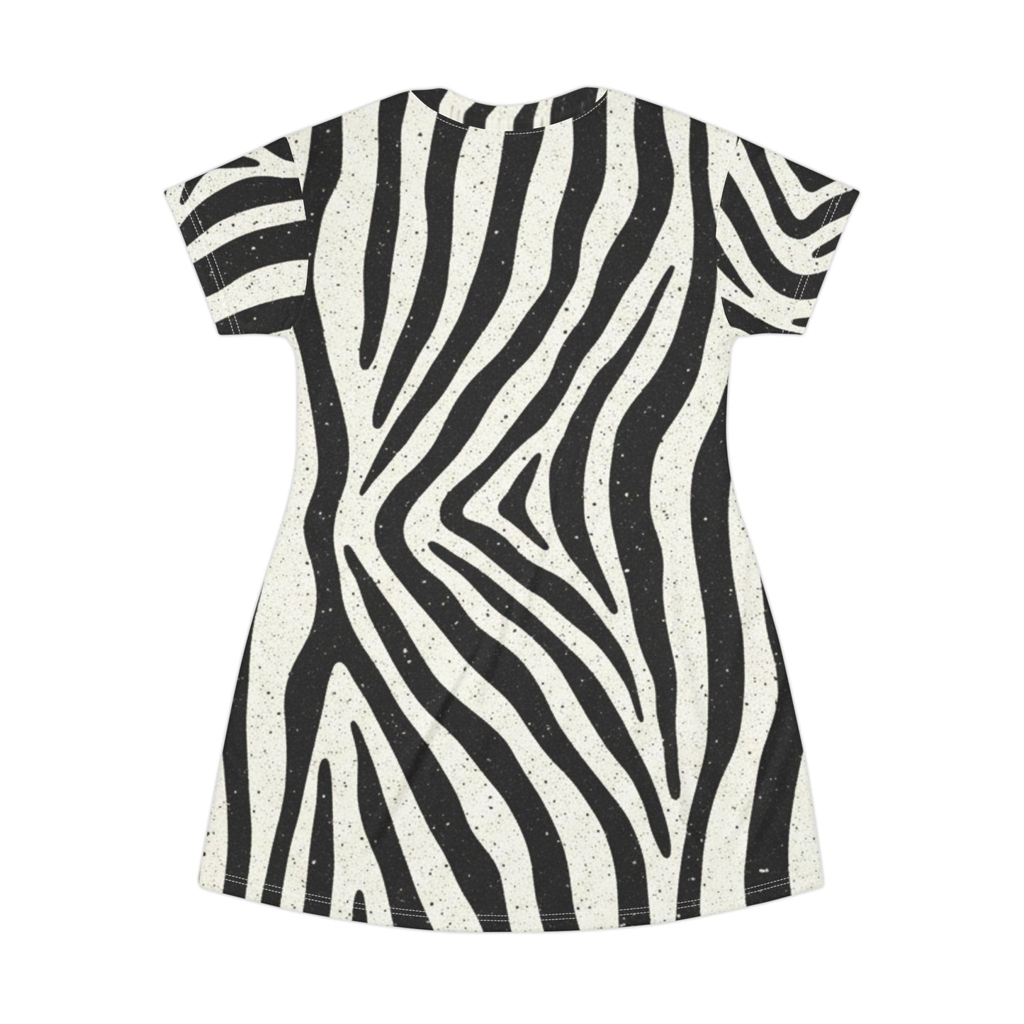 Zebra Print T-Shirt Dress — Black & White Animal Stripe AOP