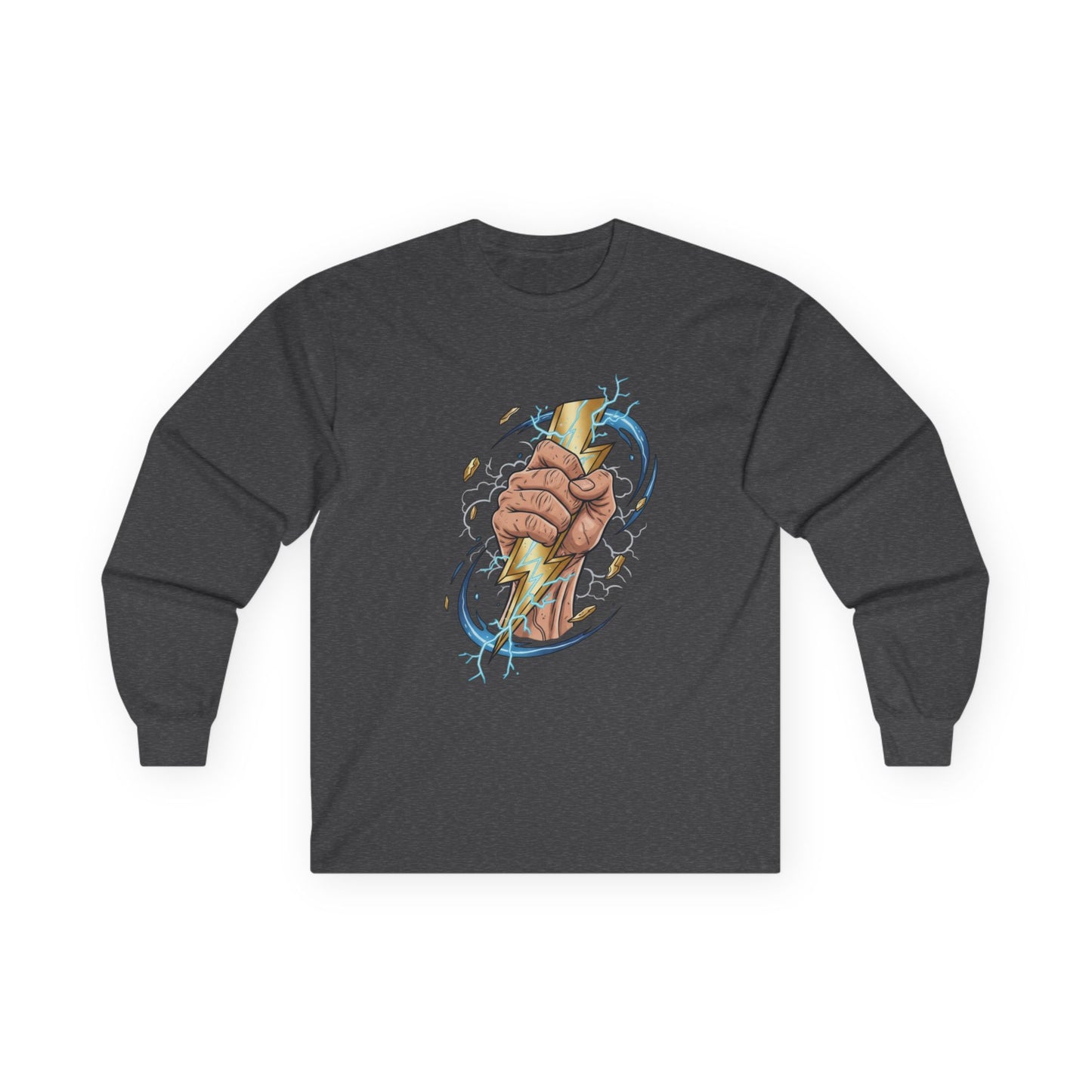Fist & Lightning Bolt Long Sleeve Tee — Power Graphic Shirt