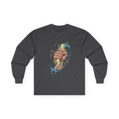 Fist & Lightning Bolt Long Sleeve Tee — Power Graphic Shirt