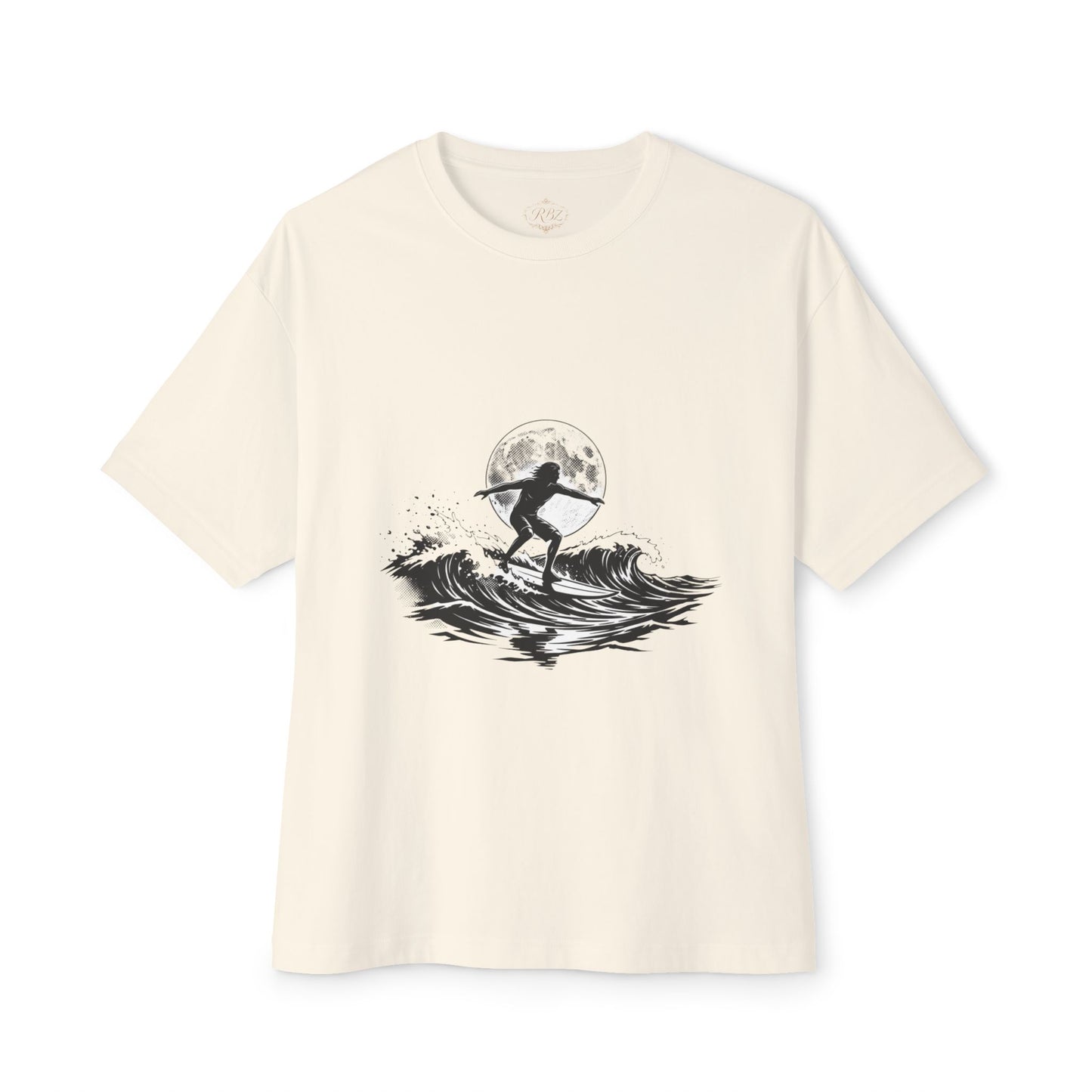 Surf Moon Graphic Tee — Silhouette Surfer on Waves