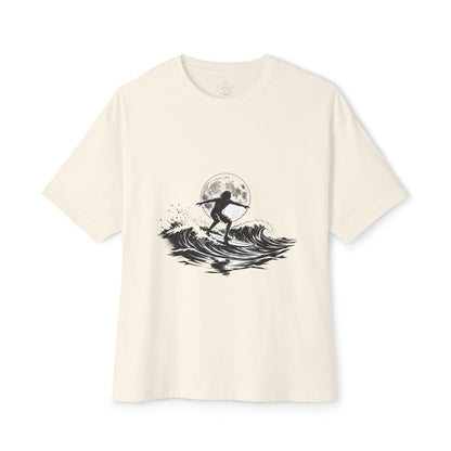 Surf Moon Graphic Tee — Silhouette Surfer on Waves
