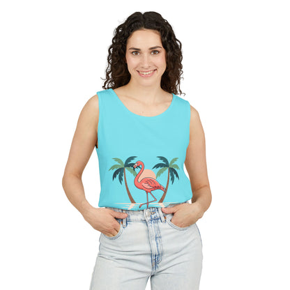 Flamingo Beach Tank Top — Tropical Palm Vacation Graphic Tank