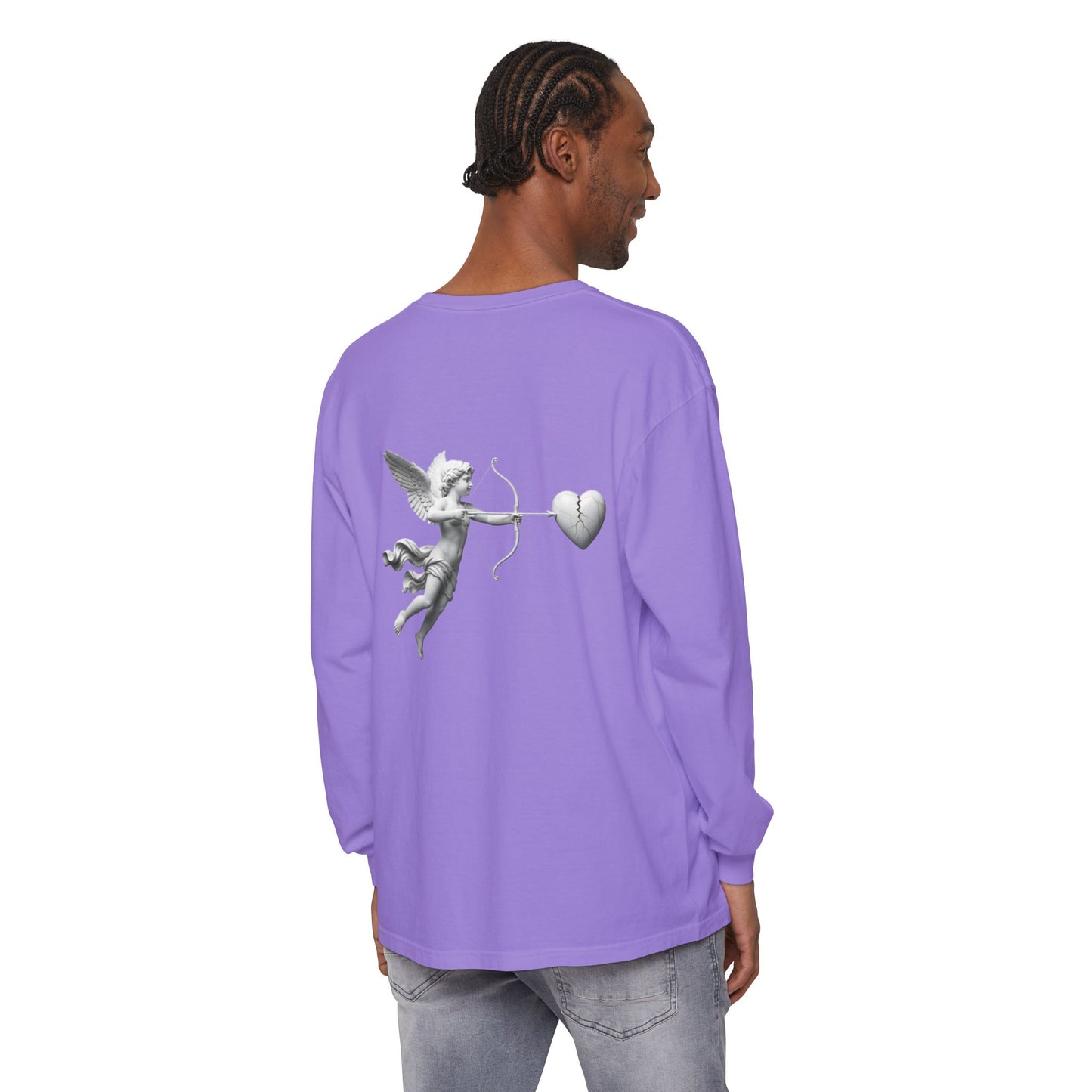 Cupid Cherub Long Sleeve Tee — Vintage Cupid Heart Graphic