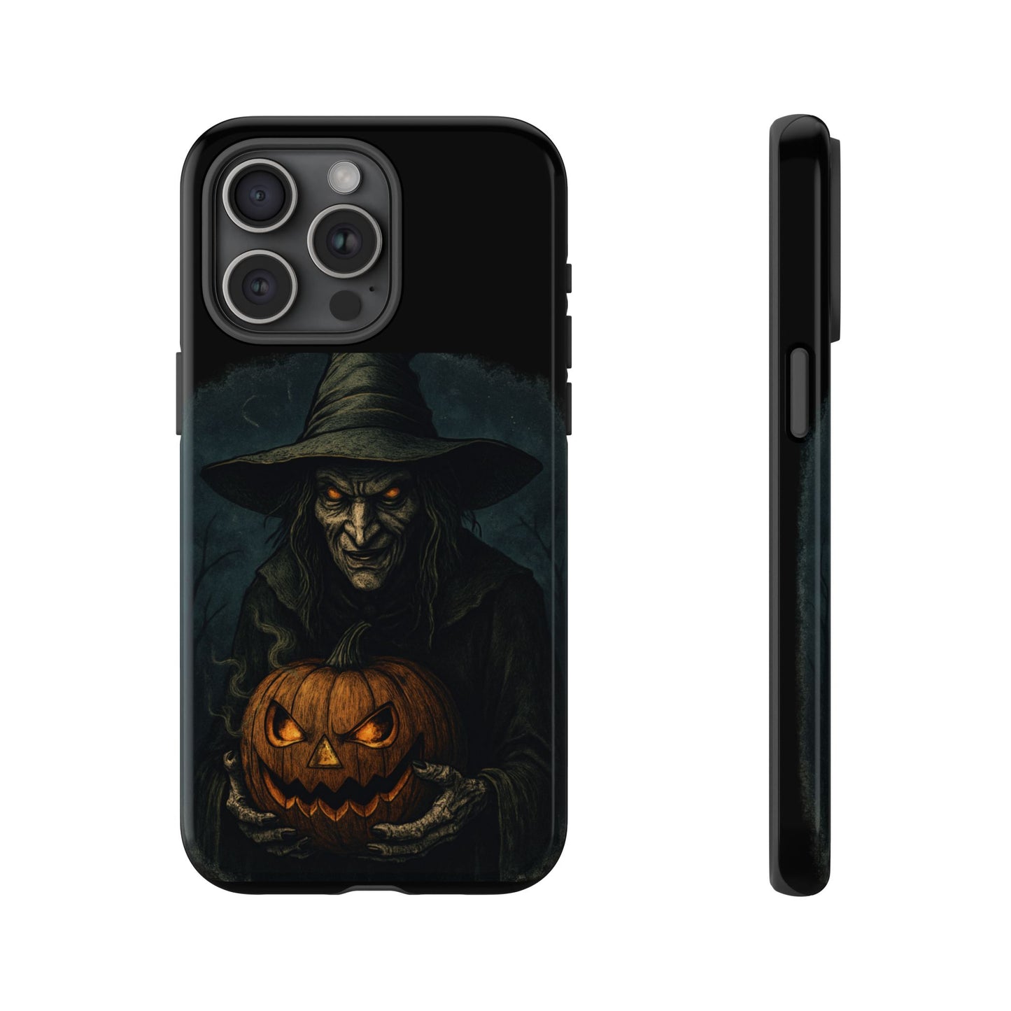 Halloween Phone Case, Tough Cases with Witch and Pumpkin Design, Spooky Gift for Witch Lovers, Fall Phone Accessory, Unique Halloween Decor