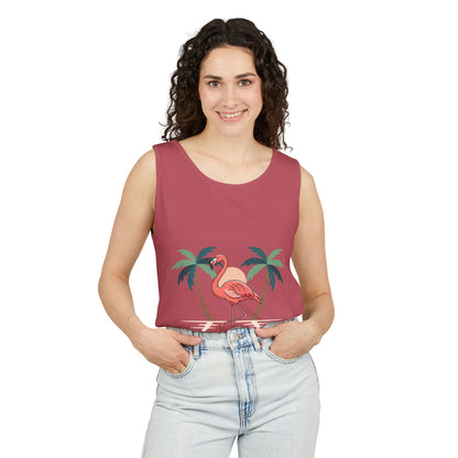 Flamingo Beach Tank Top — Tropical Palm Vacation Graphic Tank