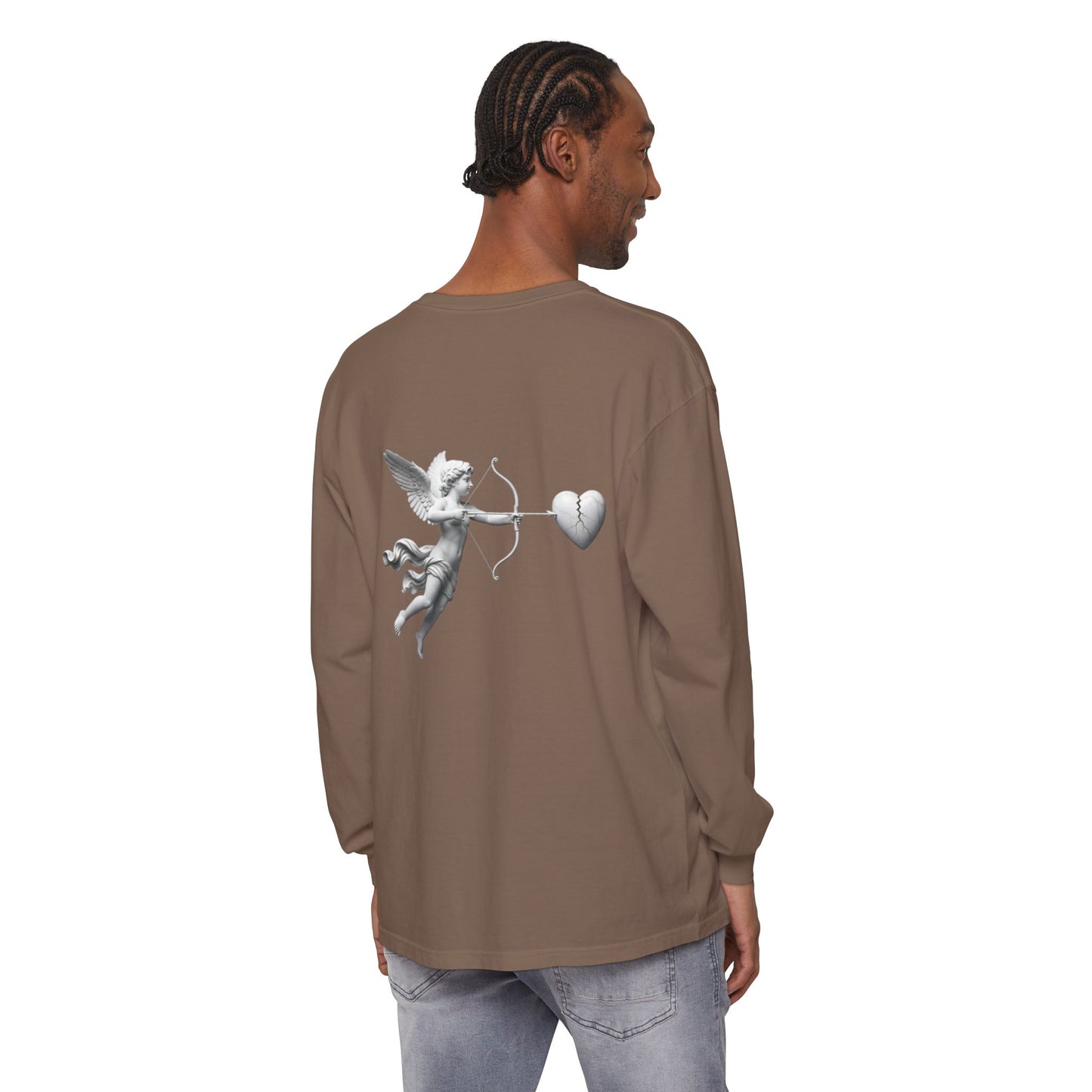 Cupid Cherub Long Sleeve Tee — Vintage Cupid Heart Graphic