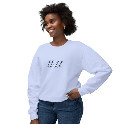 11:11 Crewneck Sweatshirt — Minimal White 'Blessed' Back Design