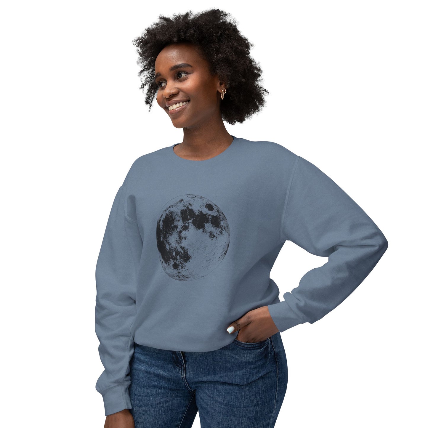 Moon Phase Crewneck Sweatshirt — Vintage Lunar Graphic Pullover