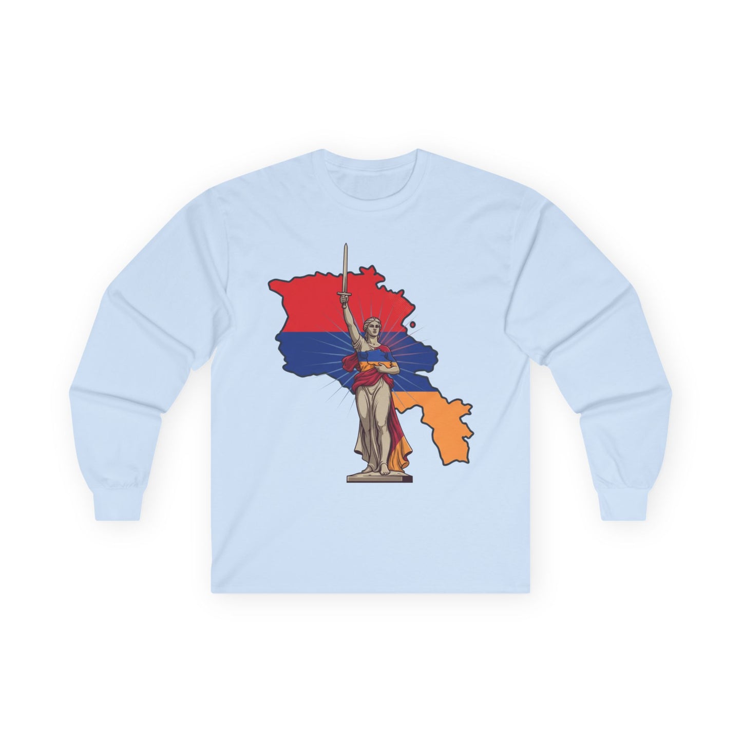 Armenia Map Long Sleeve Tee — Mother Armenia Statue Graphic