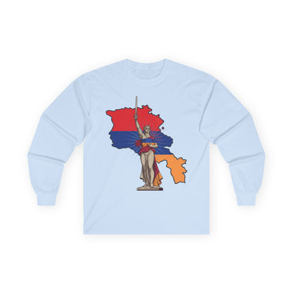 Armenia Map Long Sleeve Tee — Mother Armenia Statue Graphic