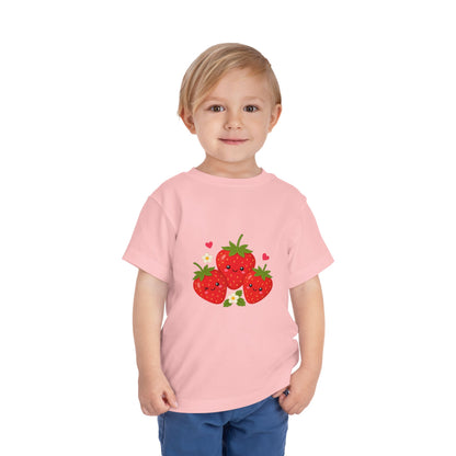 Cute Kawaii Strawberries Toddler Tee — Cute Fruit Graphic Shirt for Kids