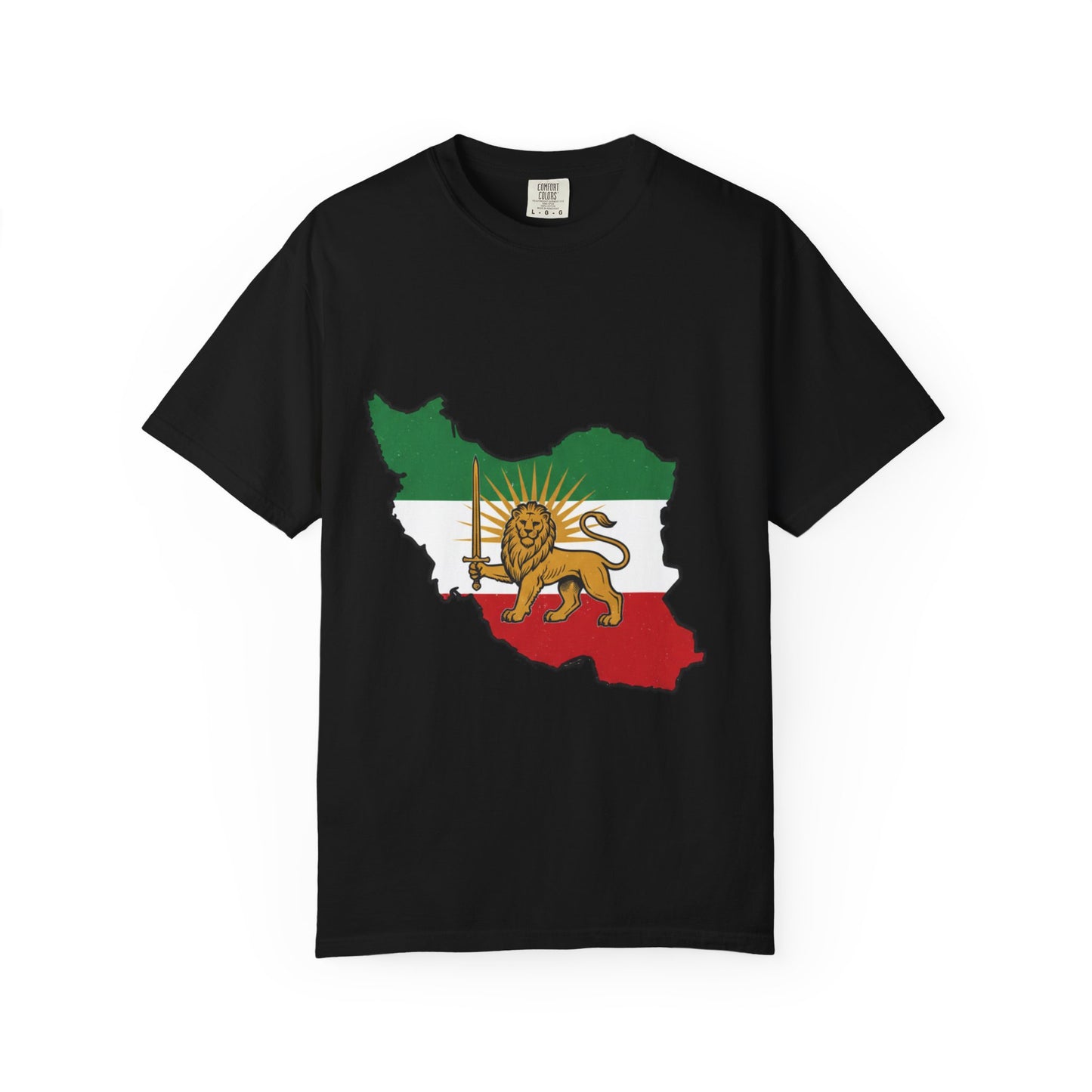 Iran Map T-Shirt with Lion and Sun Flag — Persian Heritage Tee