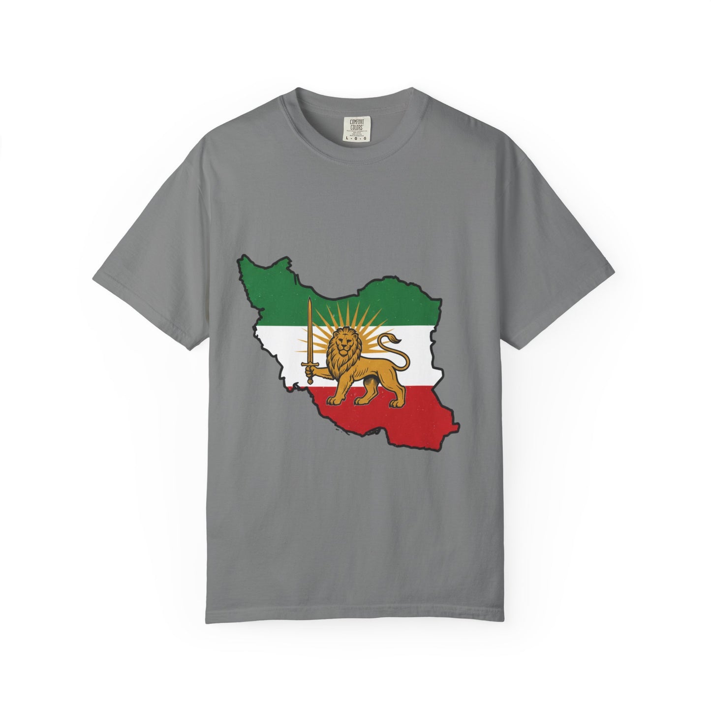 Iran Map T-Shirt with Lion and Sun Flag — Persian Heritage Tee