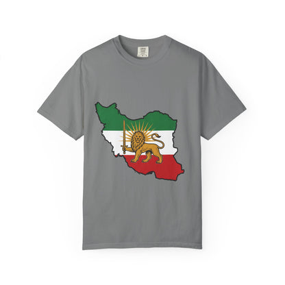 Iran Map T-Shirt with Lion and Sun Flag — Persian Heritage Tee