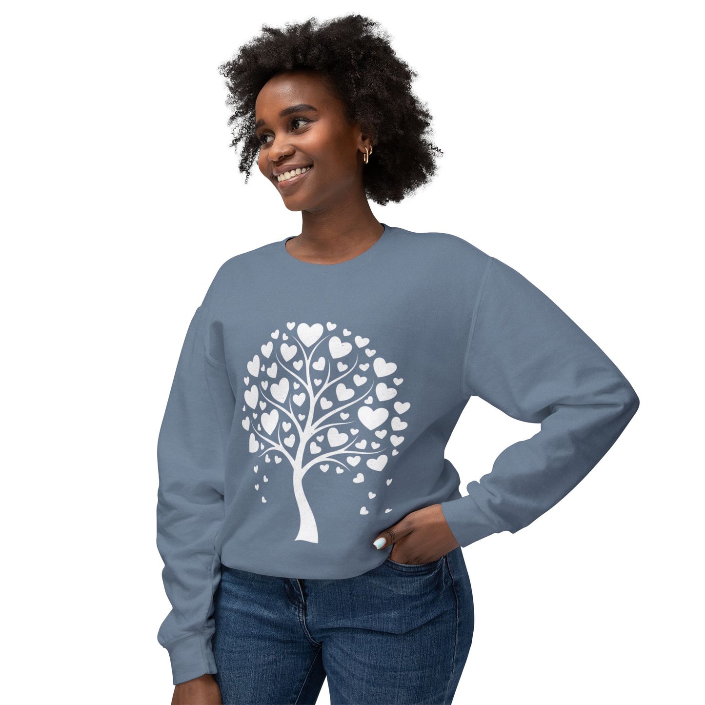 Heart Tree Crewneck Sweatshirt — Cute Love Tree Graphic Pullover
