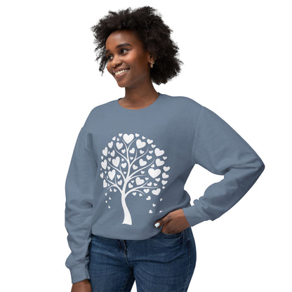Heart Tree Crewneck Sweatshirt — Cute Love Tree Graphic Pullover
