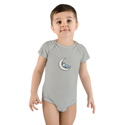 Baby Onesie - 'Little Dreamer' Moon & Sleeping Baby Short Sleeve Bodysuit