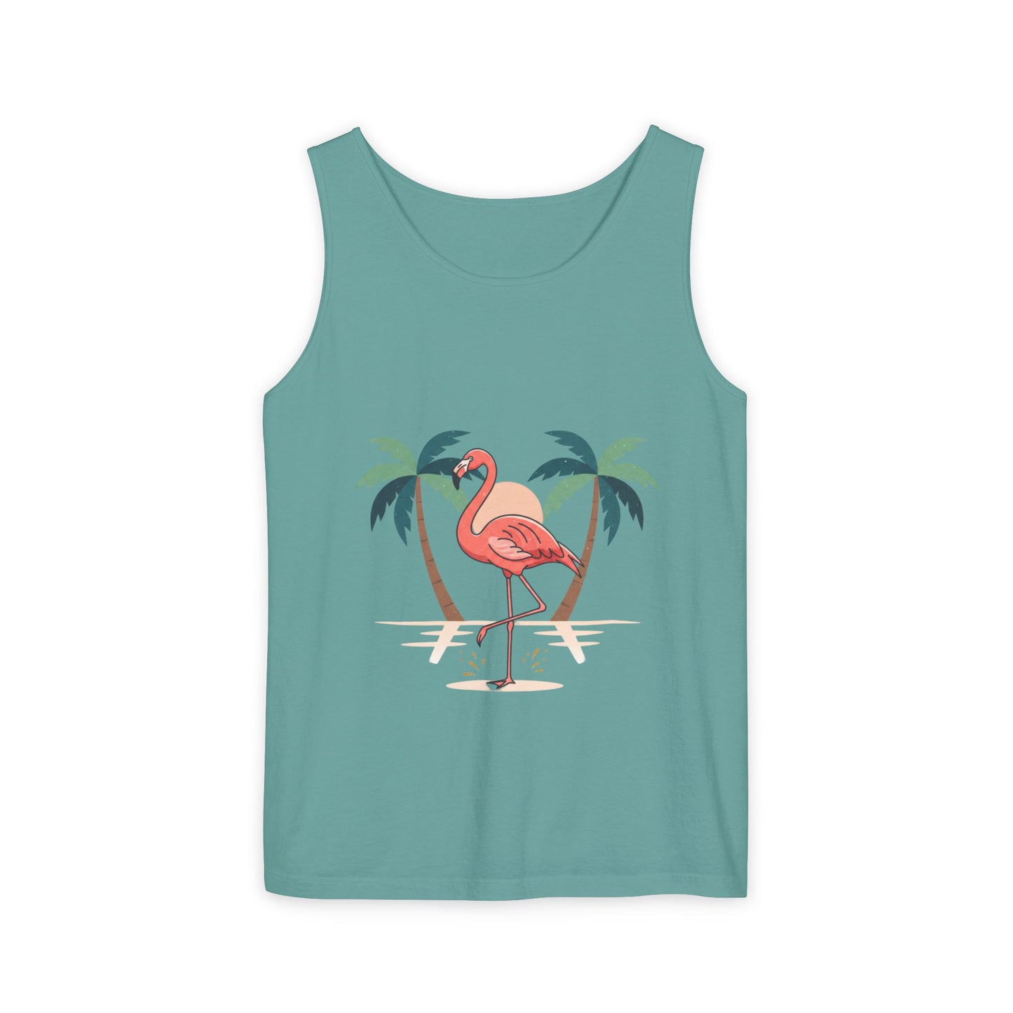 Flamingo Beach Tank Top — Tropical Palm Vacation Graphic Tank