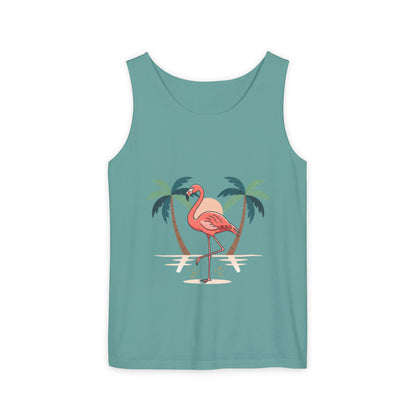 Flamingo Beach Tank Top — Tropical Palm Vacation Graphic Tank