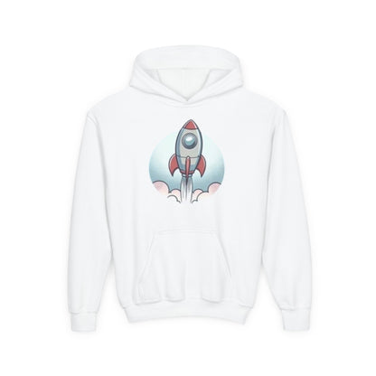 Rocket Launch Youth Hoodie, Dream Big Hooded Sweatshirt, Kids Space Hoodie, Future Astronaut Gift, Inspirational Sweatshirt
