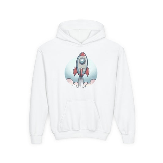 Rocket Launch Youth Hoodie, Dream Big Hooded Sweatshirt, Kids Space Hoodie, Future Astronaut Gift, Inspirational Sweatshirt