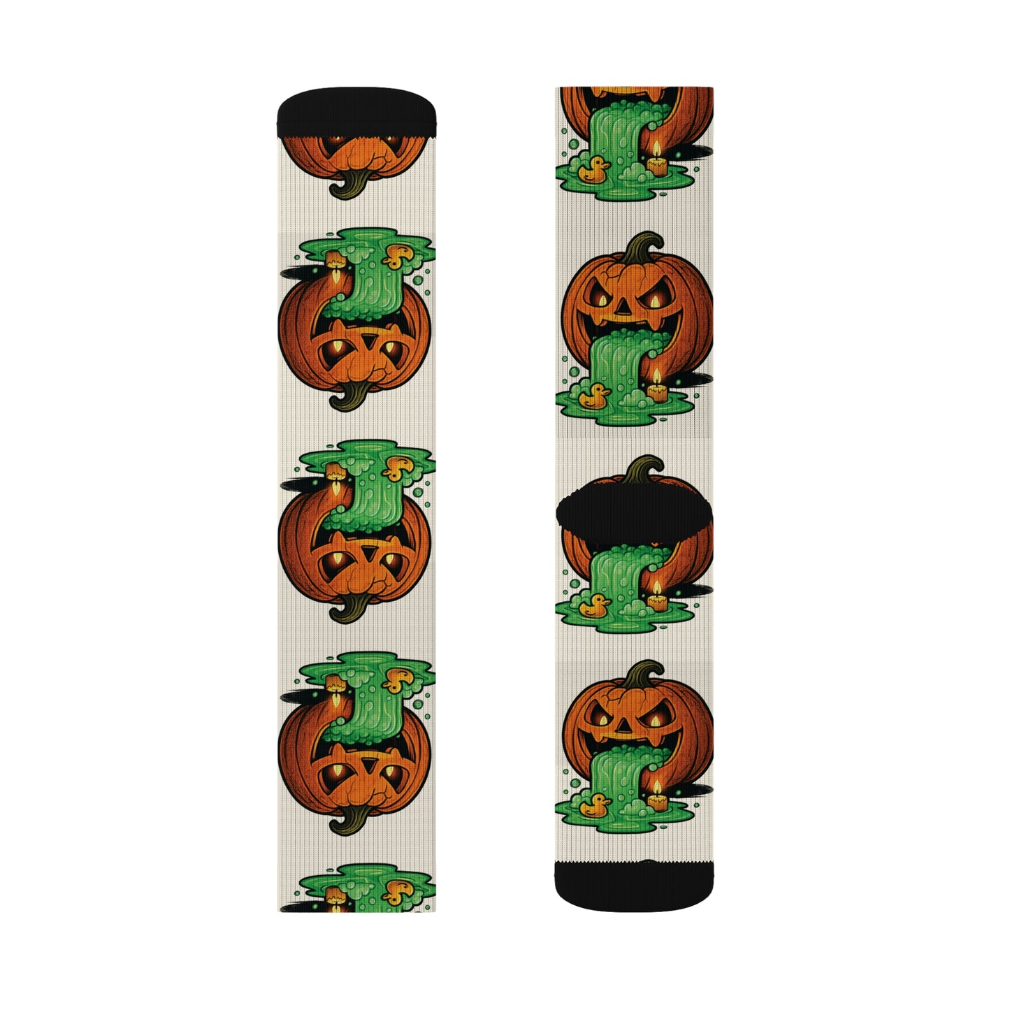 Halloween Sublimation Socks, Fun Holiday Socks, Pumpkin and Monster Design, Cozy Fall Accessories, Unique Gift for October