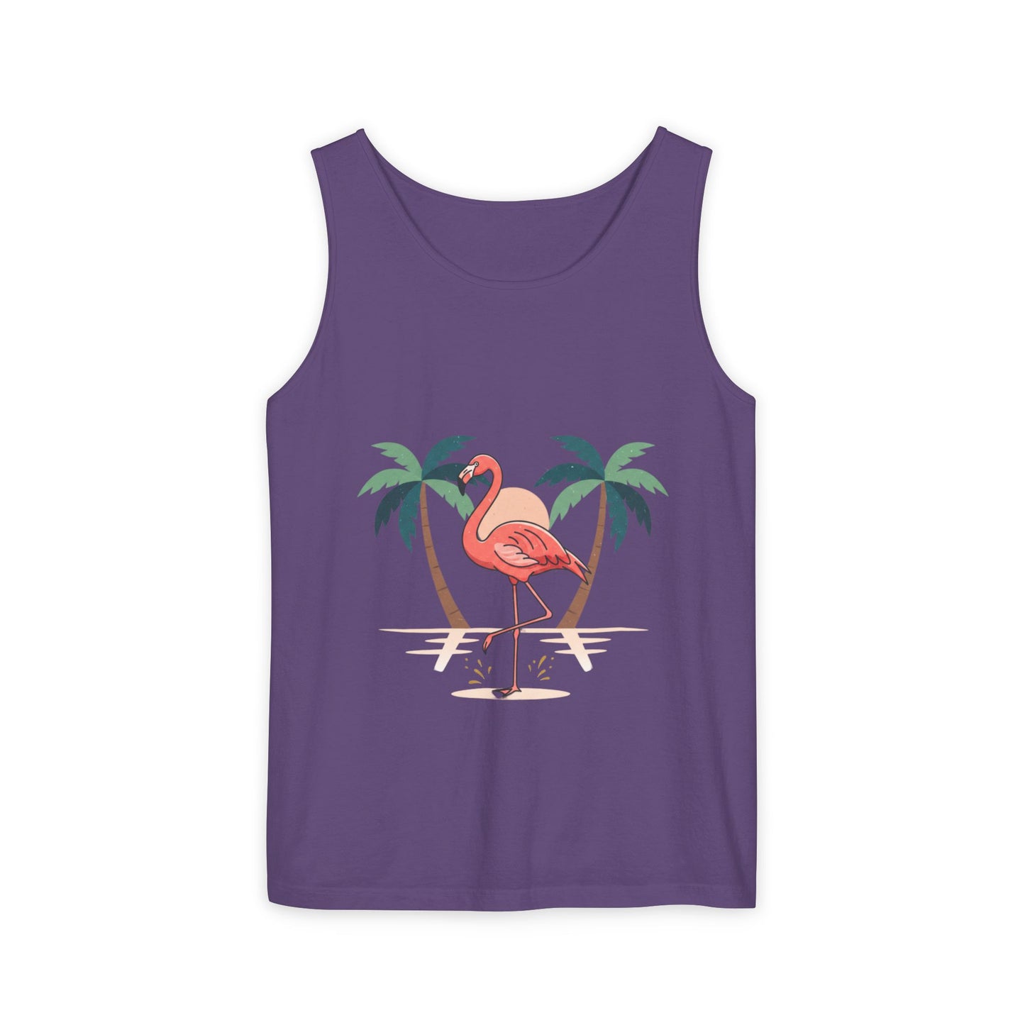 Flamingo Beach Tank Top — Tropical Palm Vacation Graphic Tank