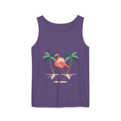 Flamingo Beach Tank Top — Tropical Palm Vacation Graphic Tank