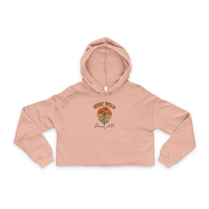 Women's Cropped Hoodie with Floral Design, Stylish Sweatshirt, Spring Fashion, Gift for Her, Casual Wear, Boho Chic