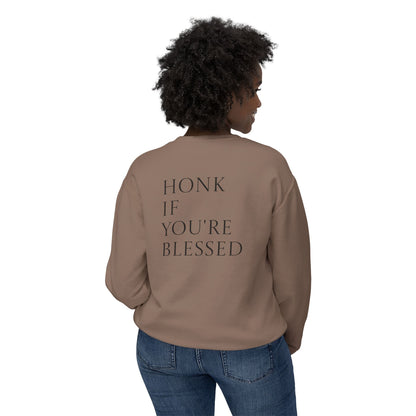 Honk If You're Blessed Crewneck Sweatshirt — Minimal Faith-Inspired Graphic
